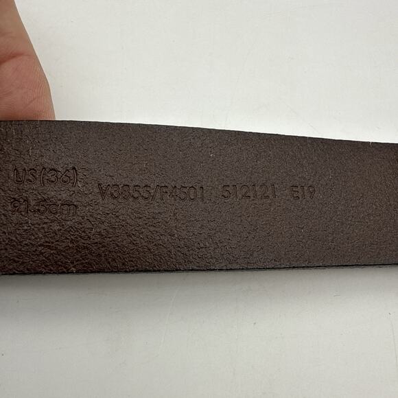 Lands’ End Mens Brown Leather 1.3/8” Wide Belt Size 36 Brass Tone Buckle - Picture 9 of 14